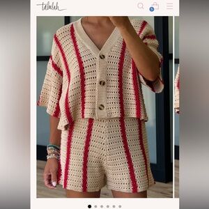 Striped Crochet Knit Set